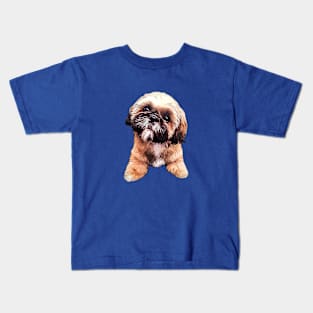 Shih Tzu Cute Puppy Dog Art Kids T-Shirt